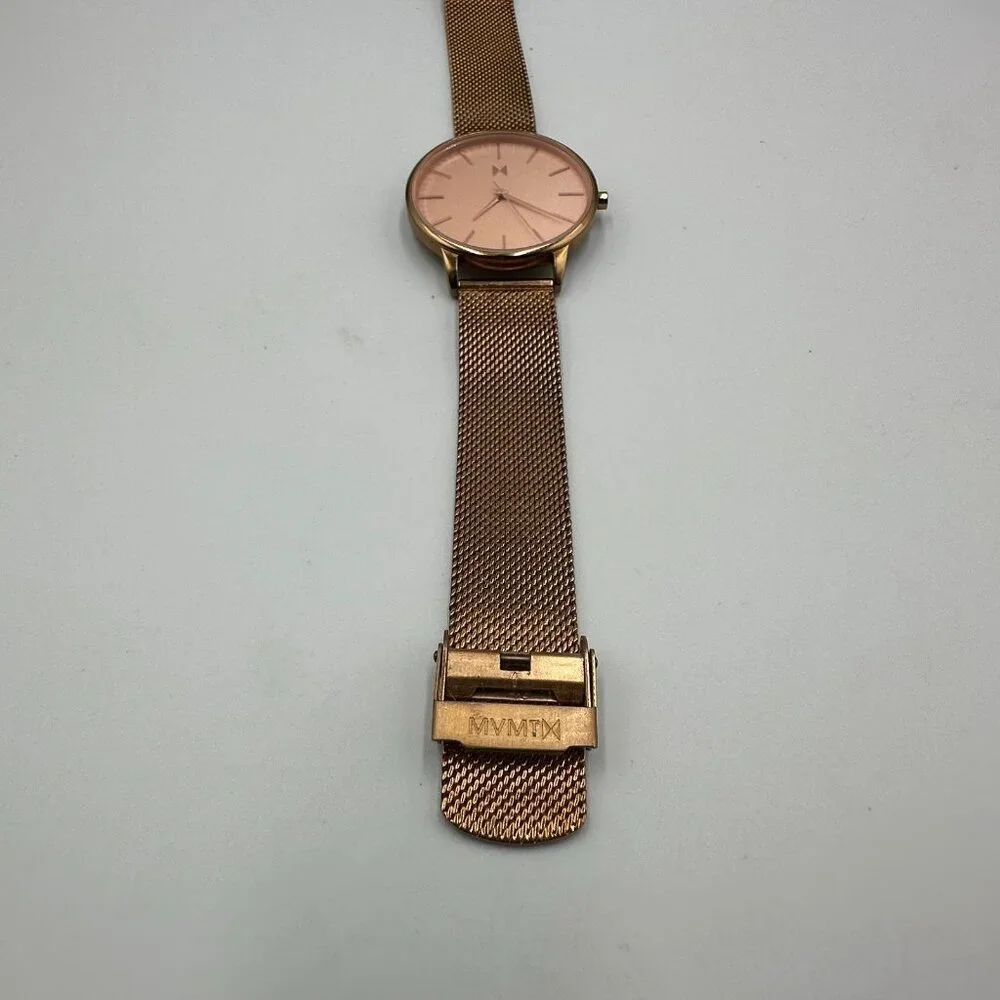MVMT Hermosa Watch Women Rose Gold Tone 38MM Dial Mesh Band New Battery 8.5